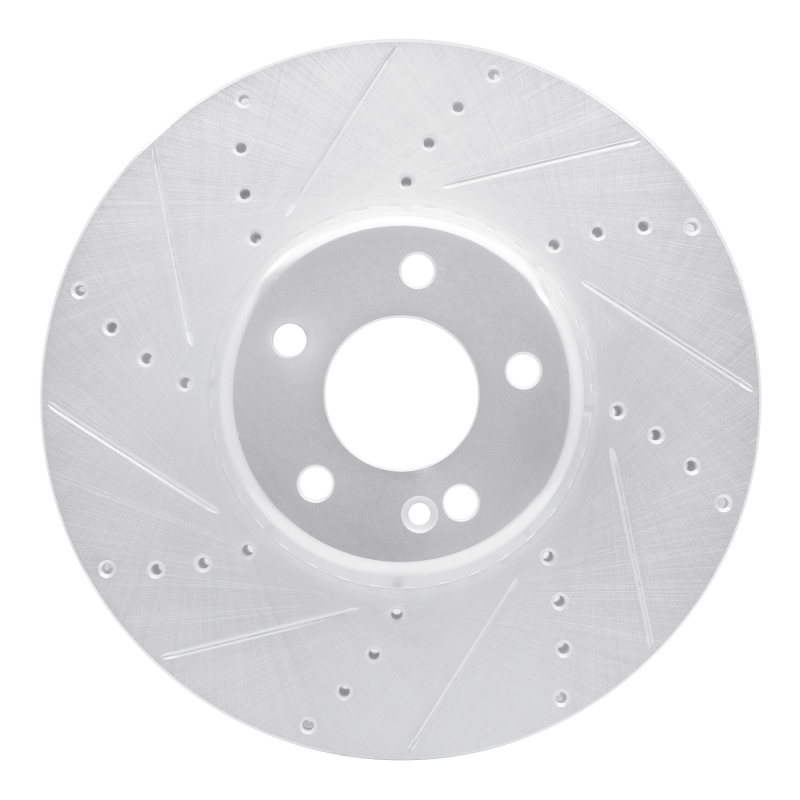 Mercedes-Benz C400 Brake Rotor (1) - Front Left - R1 Concepts - Drilled & Slotted - Silver - `15-`23
